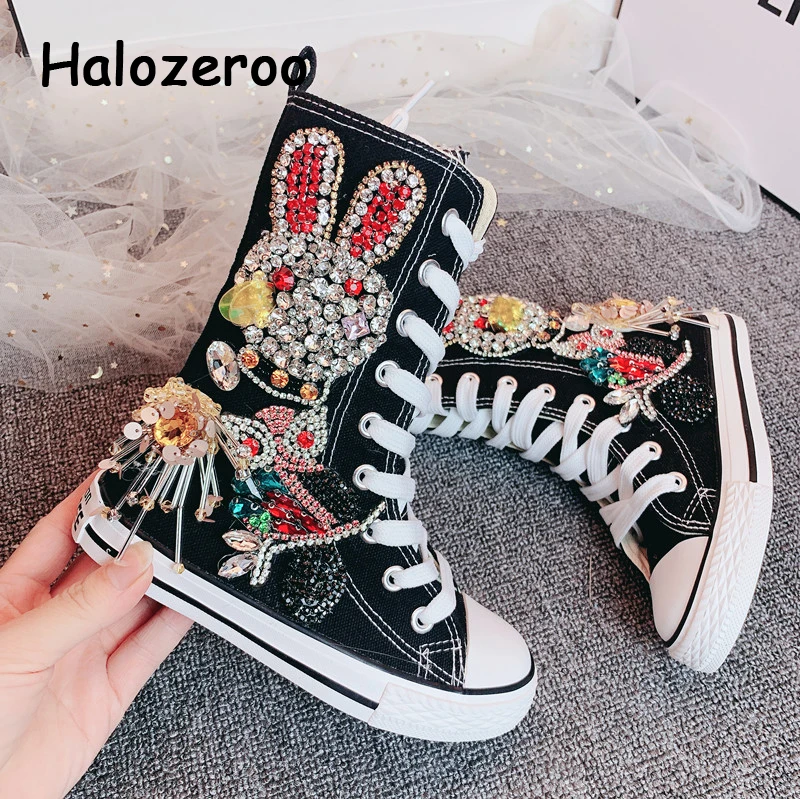 rhinestone canvas shoes