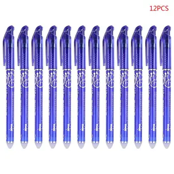

12 pcs Luxury Erasable 0.5mm Gel Pen Blue ink Slim Ballpoint Writing Tool Supply
