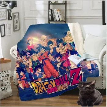 

Throw Blanket 3D Printed Velvet Plush Sherpa Fleece Blanket For Sofa Microfiber Couch Cover throw blanket Dragon Ball gife 987