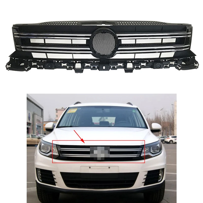 

Auto Replacement Front Hood Bumper Grille Racing Grill for VW Tiguan 2013 2014 2015 2016 2017 5N0853651