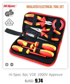 Hi-Spec 8pc VDE 1000V Approved Insulated Electrician Tool Set S2 Magnetic Screwdriver Set Tester Electric Tape Cutting Pliers