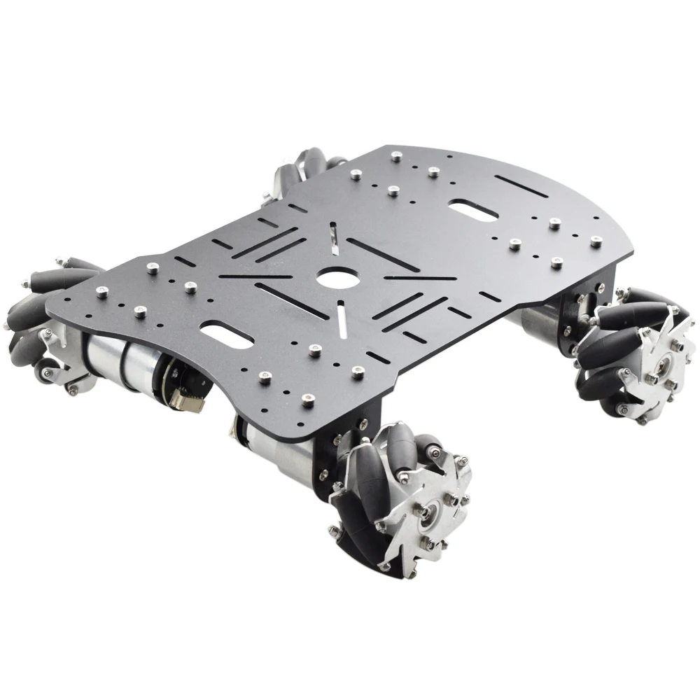 Metal Mecanum Wheel for Arduino Robot Car Kit with 4pcs DC 12V Speed Encoder Motor, 4WD Robot Platform Chassis Maximum Load 15Kg