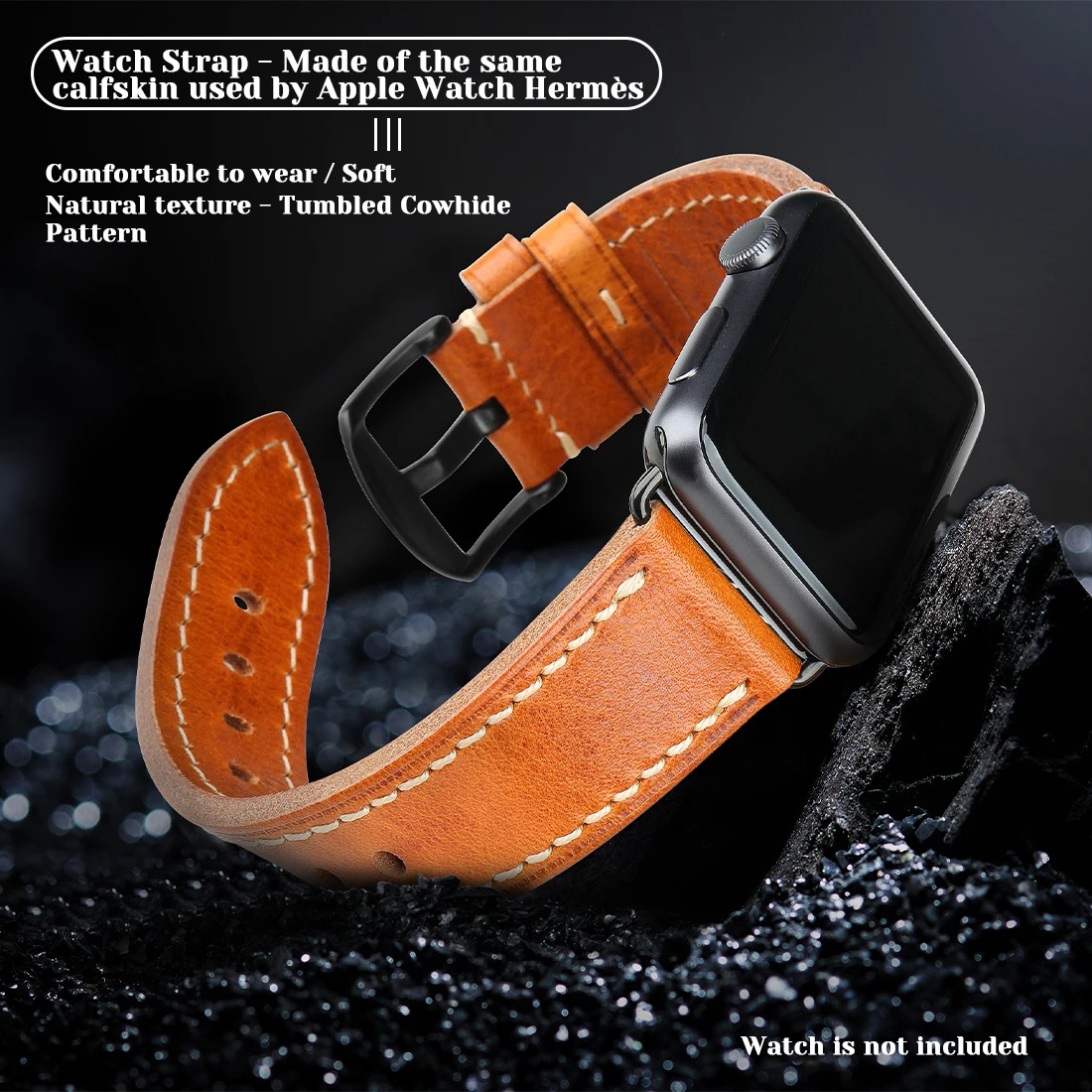 Veg Tan Leather Apple Watch Band | Premium Calfskin Leather | Monetial, 38mm / 40mm / 41mm