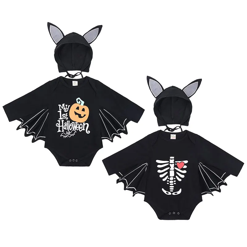 Newborn Jumpsuit Baby Clothes For Baby Romper Autumn Winter Baby Boy Girl Clothes Bat Long Sleeve Kids Infant Halloween Costume 4