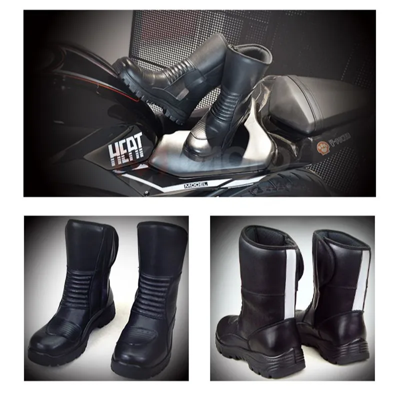 Vintage Genuine Leather Motorcycle Boots City Cafe Racer Motorbike Riding Boots Retro Casual Moto Shoes Mid-Calf Waterproof