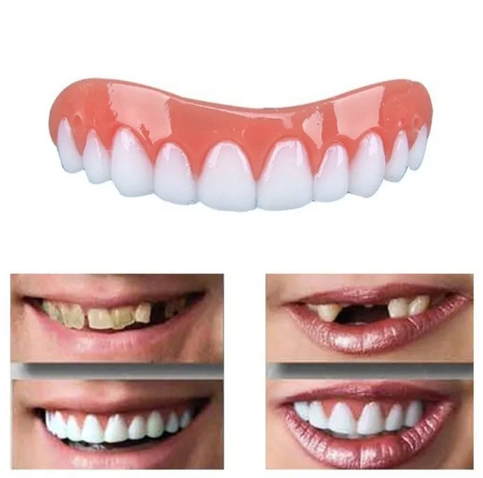 

1 Set Perfect Silicone Snap Top & Bottom Flex Veneer Cosmetic Flex Denture Teeth Whitening Cover Simulation Braces