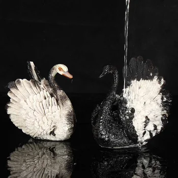 

New 4 Size Tea Accessories Ornament Tea Pet Handmade Swan Color changing Resin Lucky Black Swan home Tea Table Decoration Craft