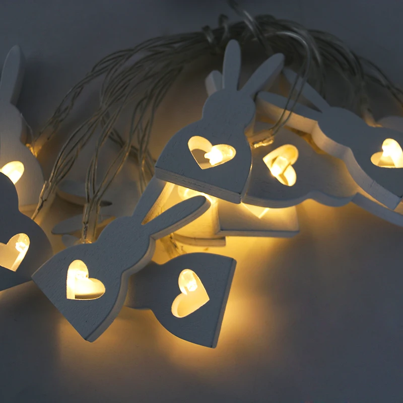 

10 LED Easter Party LED String Light Easter Party Decoration Wooden Rabbit Fairy Lights Garland Easter Decorations for Home