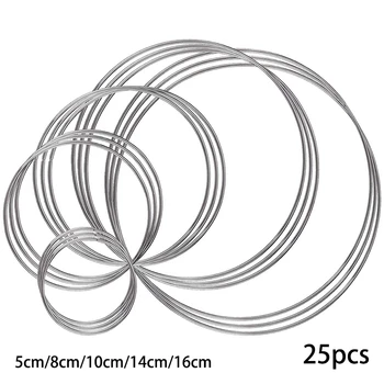 

25Pcs Metal Rings Hoops Craft Silver Rings for Dream Catcher,Project Material in 5 Sizes 2/3.14/4/5.5/6.3 Inch