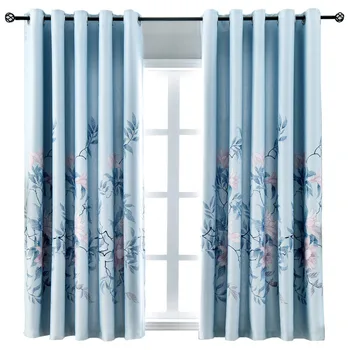 

Blue Flower Priting Children Blackout Short Curtains for Bedroom Living Room Modern Home Decor Kitchen Window Drapes AG002#5
