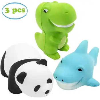 

3Pcs/Set Squishy Toys Set Cute Panda+Dinosaur+Shark Slow Rising Squishy Scented Vent Charms Stress Relief Toy for Kids Audlts