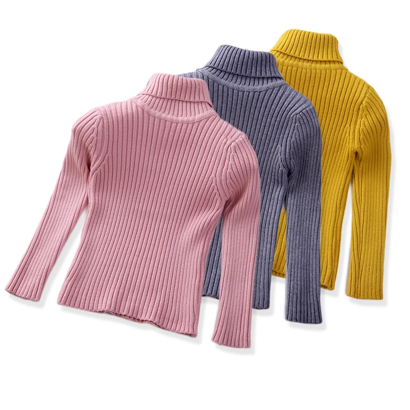 2019 New Winter Item Girl Long Top Two Colors Sweater Knit Turtleneck Girls Dress Ins Fashion Sleeve Elastic Bag Hip | Детская одежда и