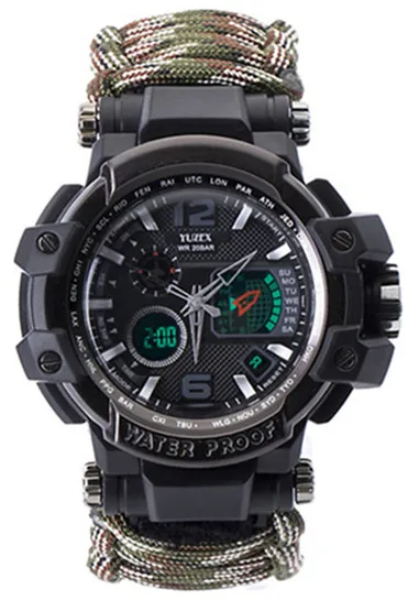 Camouflage Watch Survive открытый часы Браслет Водонепроницаемый 50 м часы для мужчин женщин Кемпинг Туризм Военная Тактическая Открытый кемпинг инструменты - Цвет: Camouflage Watch