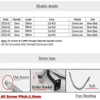 1pc Dia10/12mm led Gooseneck flexible Metal holder With bracket Chrome soft Light universal Hose serpentine tube For Desk Lamps 2