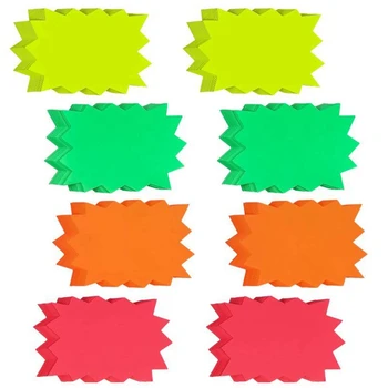

100 Pieces of Fluorescent Logo Star Burst Logo Burst Paper Signage Retail Store Party Favorite 7.5X10cm