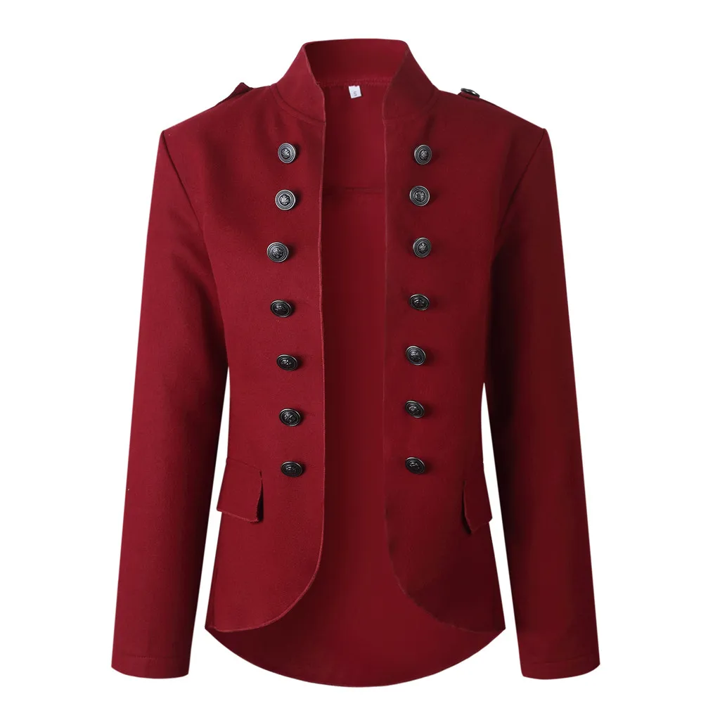 JAYCOSIN, новинка, дизайнерский Блейзер, женский двубортный приталенный пиджак с пуговицами льва, великолепная фиолетовая куртка, горячая Распродажа 9823 - Цвет: Wine Red