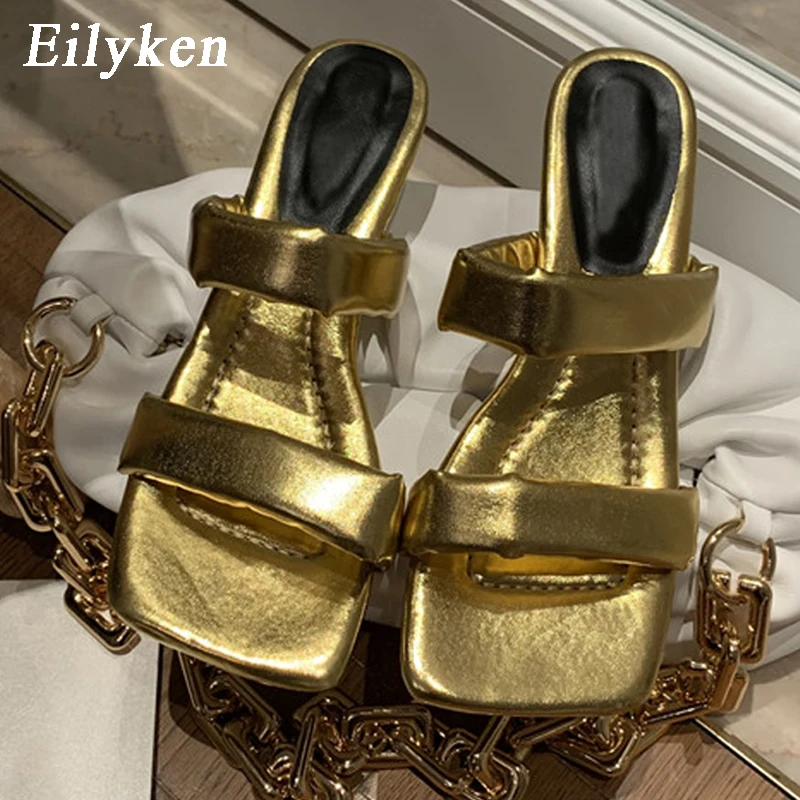 Женские шлепанцы на низком каблуке Eilyken летние модные Нескользящие с квадратным