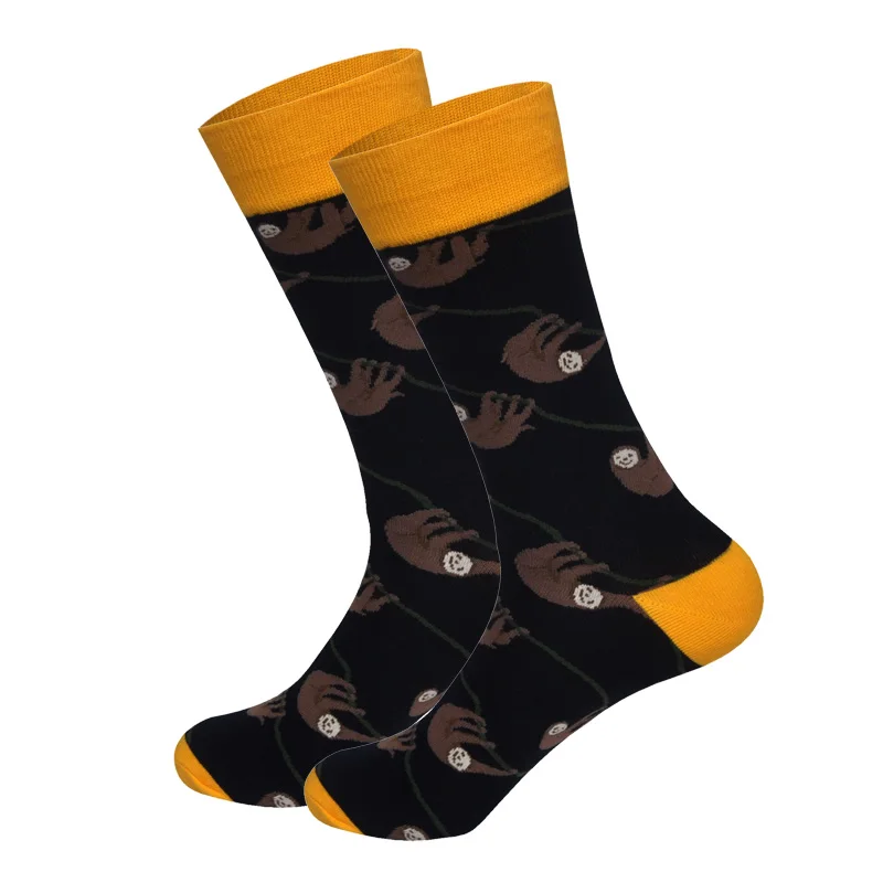 Брендовые мужские носки в британском стиле с изображением животных и полосатых Ленивец в стиле хип-хоп для скейтборда, 28 цветов, Chaussettes Homme Fantaisie - Цвет: Sloth