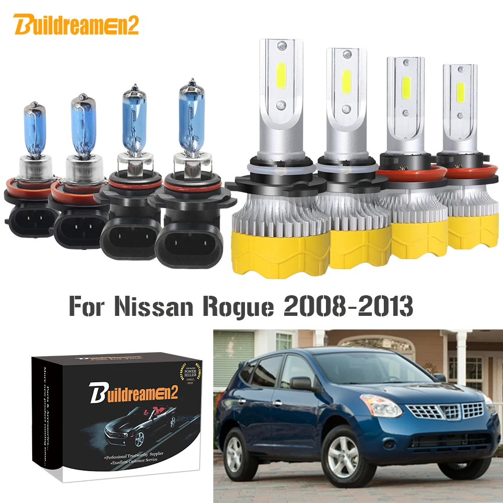 Buildreamen2 4 X Car Headlamp High Low Beam LED Halogen Headlight Lamp 12V For Nissan Rogue 2008 2009 2010 2011 2012 2013 | Автомобили и