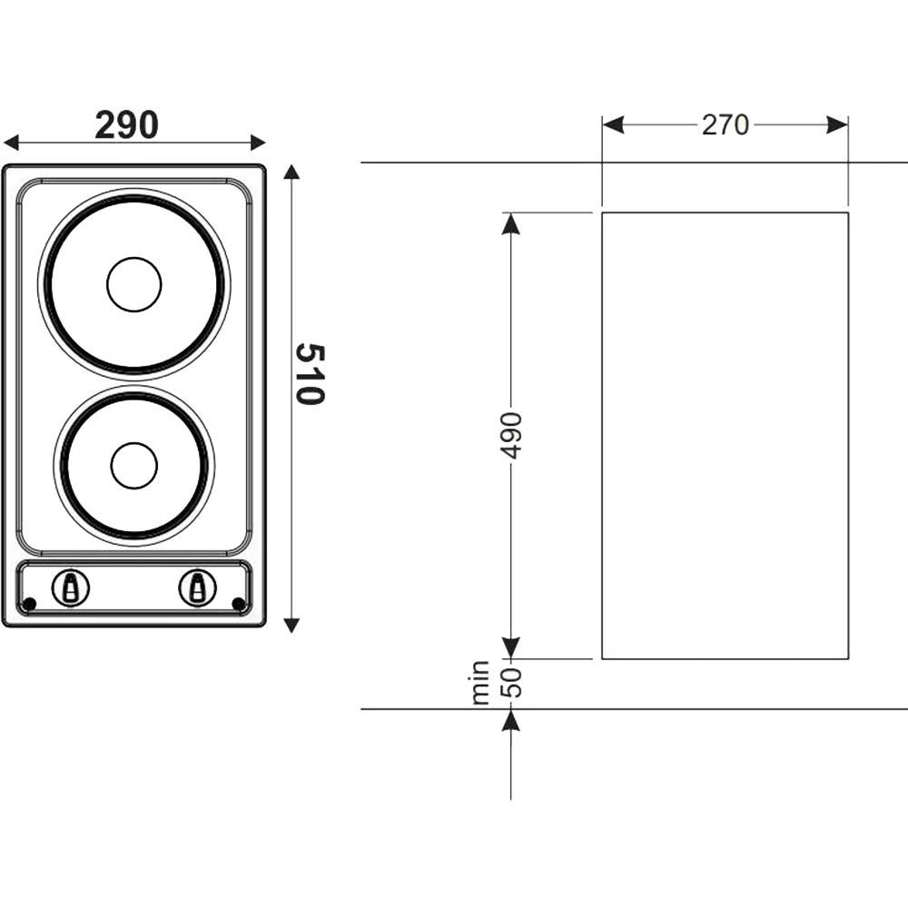 Варочная панель HANSA BHCI65123030 (2 конфорки; цвет: стальной)