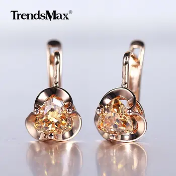 

Zircon Flower Drop Earrings for Women 585 Rose Gold Yellow Natural Zircon Earrings Luxury Wedding Fashion Jewelry GE279