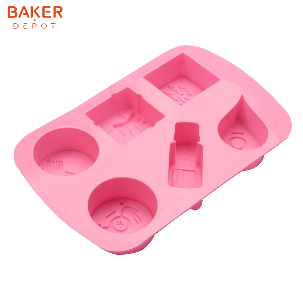 BAKER DEPOT форма для выпечки торта силиконовая пудинг, торт оборудование для выпечки мыла ручной работы квадратная 6 полости форма для десерта хлеба