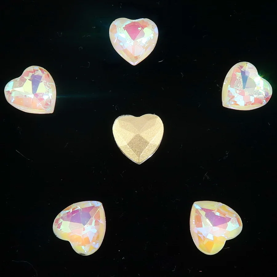 Стеклянные кристаллы 10 мм желейные конфеты AB& радужные цвета в форме сердца, стразы, бусины, аппликация, nailart, ручная работа, сделай сам, отделка - Цвет: A31 Jonquil AB