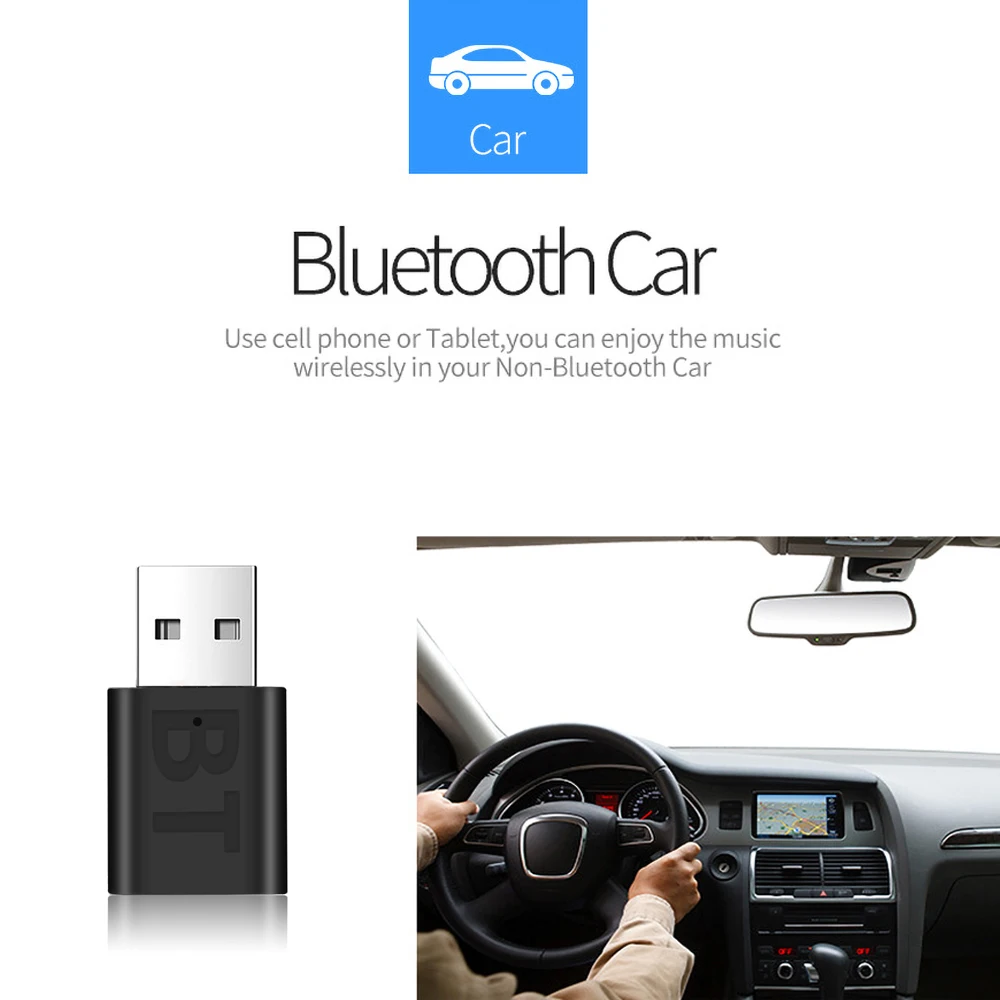 Беспроводной Bluetooth V5.0 A2DP 3,5 мм USB Handsfree домашний автомобильный комплект AUX аудио стерео музыкальный приемник адаптер для Android iOS смартфон