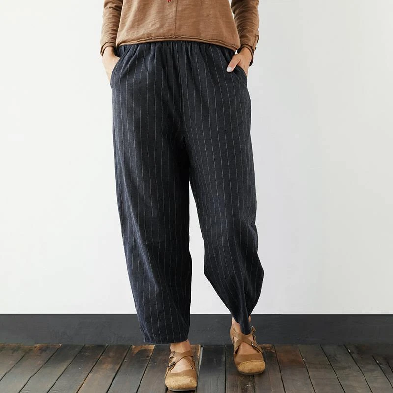 plus size striped trousers