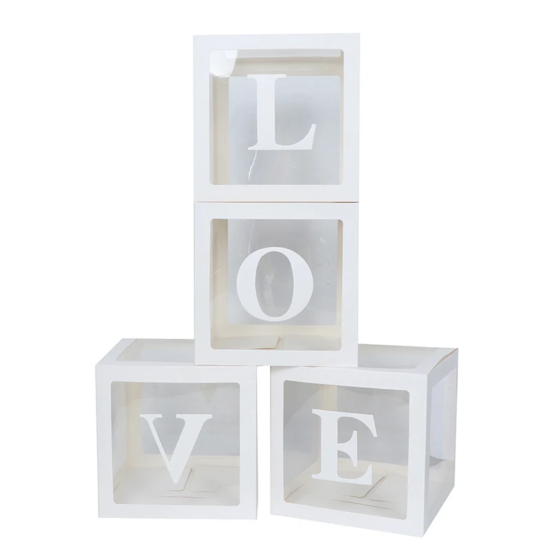 4 шт./компл. 30x30 см, сделай сам, прозрачный шар коробка и надписью «LOVE» для детей Одежда для свадьбы, дня рождения Декор
