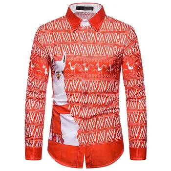 

Winter Christmas Shirt Men Fake Two Pieces Casual Santa Claus 3d Printed Turn Down Collar Christmas Shirt Blouse Camisas Hombre