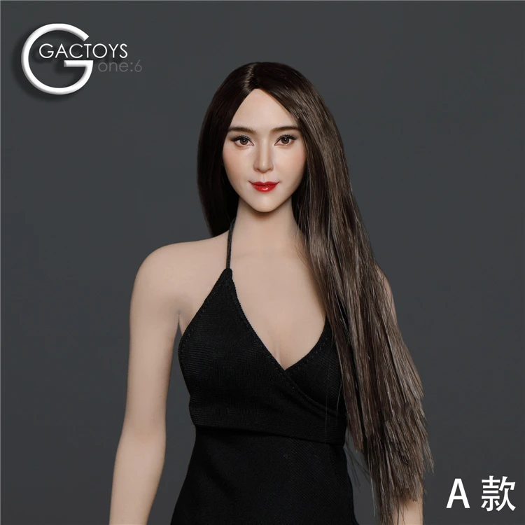 Cabeça de Beleza Modelo de Escultura de Cabelo Soldado de Ação em Estoque Feminina de 12 Gactoys Asiática Longo Preto Cabeça 1 - 6 1 High Quality Brinquedos e hobbies