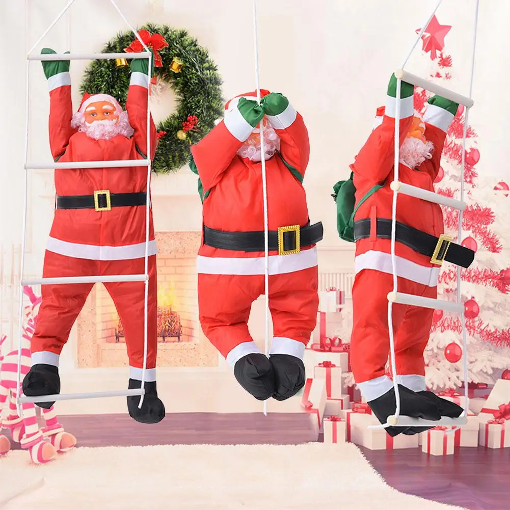 Baratos 60CM climbing rope Ladder Santa Claus decoraciones de Navidad al aire libre colgante de muñeco de Santa Claus decoraciones de Año Nuevo ornamento de la gota