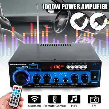 

1000W 2CH HIFI Car Home Theater Amplifiers Stereo Audio bluetooth FM Radio Power with Remote Control Home Amplifiers Subwoofer