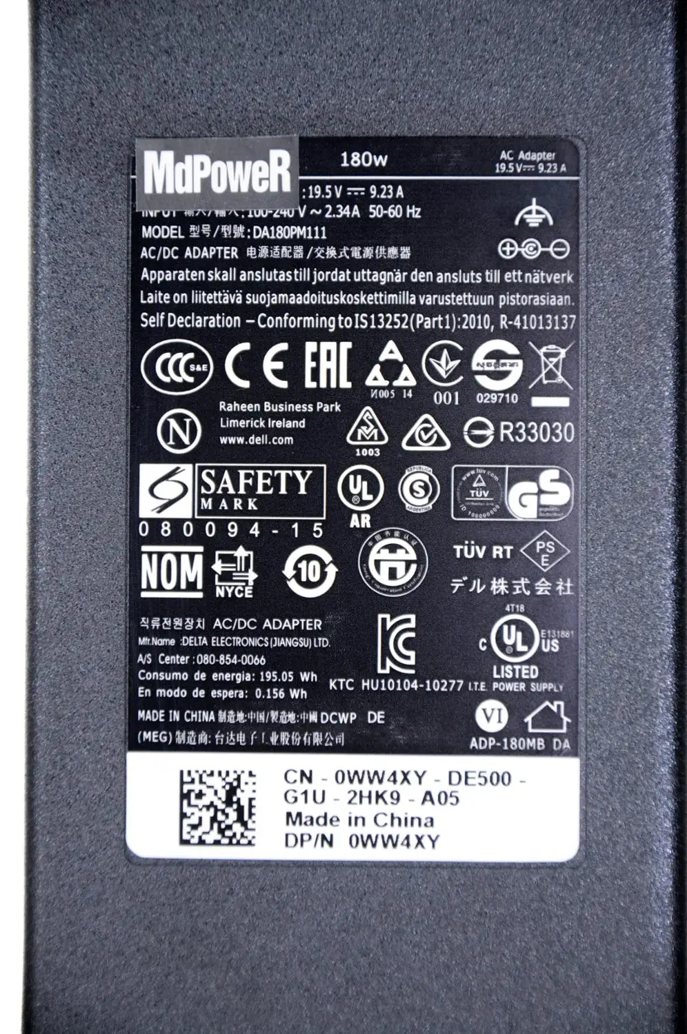 Original 180W 19.5V 9.23A 7.4*5.0mm Laptop AC Adapter for Dell Precision M4600 M4700 M4800 Alienware 13 R3 G3 Charger DA180PM111