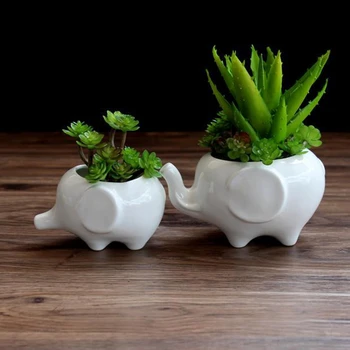 

1PC Pot Creative Pots Succulents Elephant Shaped Cat Dog Ceramic Flower Pot Ceramic Home Decor