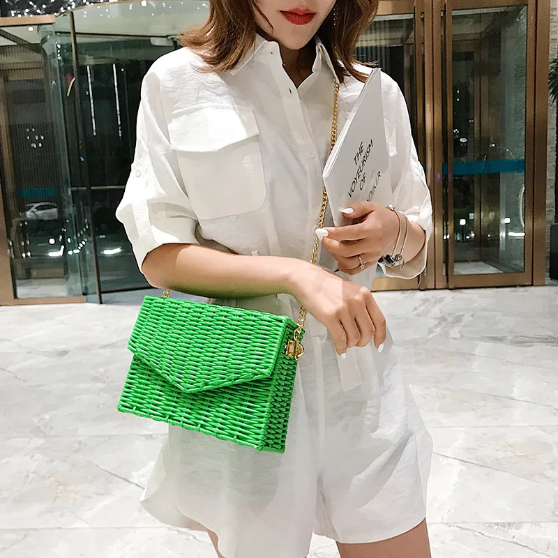 

2019 new three-dimensional shape straw bag box chain shoulder diagonal women's bag