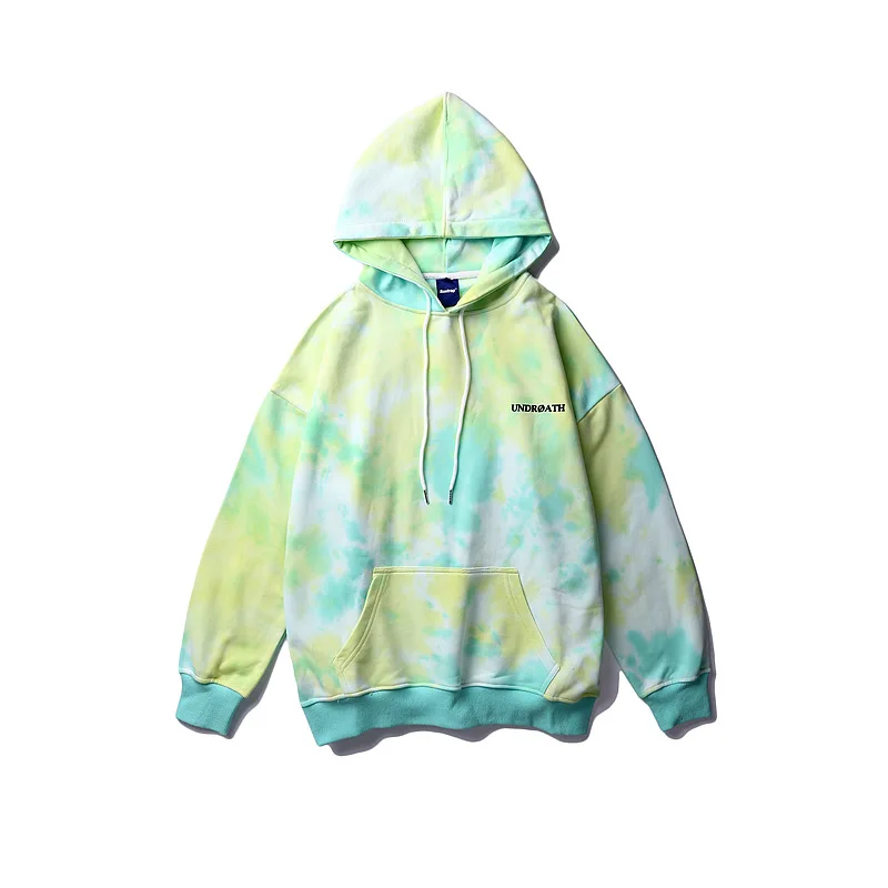 Light Green Европейские, американские уличные стильные толстовки с капюшоном с принтом «tie dye»; Осенняя Новинка; модная камуфляжная свободная толстовка с длинными рукавами; простая толстовка с капюшоном - Цвет: Light Green