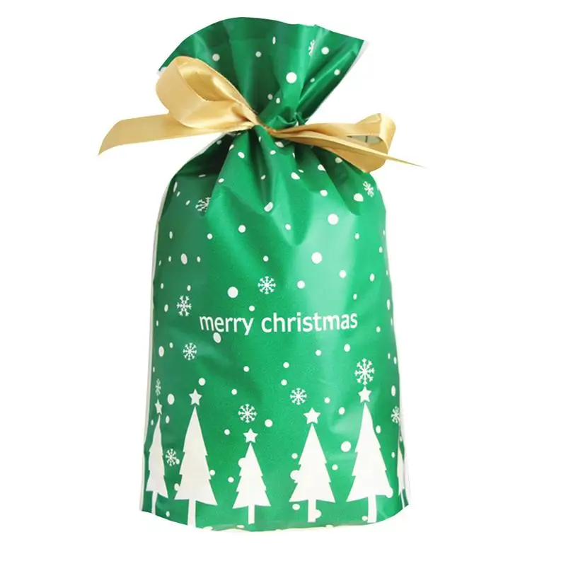 Green Christmas Tree 50 шт. рождественские подарочные сумки Рождественская елка печенья пакет карманы мешок для хранения конфеты мешок шнурок рождественские украшения - Цвет: Green Christmas Tree