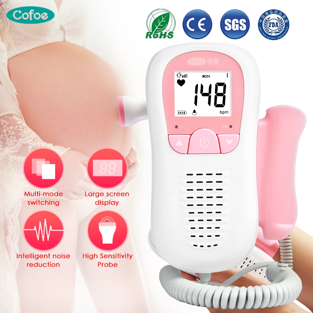 

Cofoe Fetal Doppler monitor Ultrasound Baby Heartbeat Detector Household Health Pregnant Fetal Monitor Portable Pocket Doppler