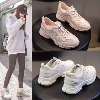 

Yiluan Spring women's Daddy shoes new 2020 flat leather small white shoes woman thick sole casual single shoes student Sneakers