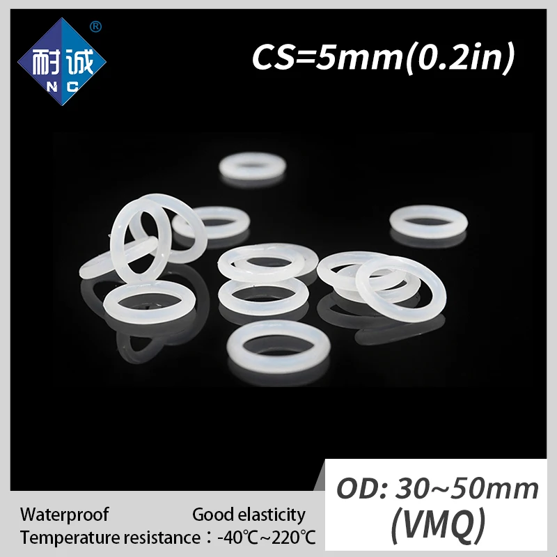 2 шт./лот силиконовое кольцо VMQ CS 5 мм OD30/35/40/45/50 уплотнительное Силиконовое