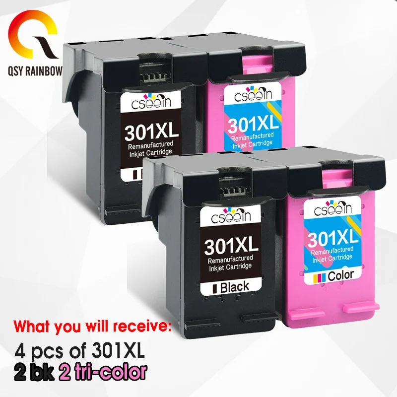 QSYRAINBOW 2 x чернильные картриджи восстановленные для HP 301 XL 301XL с чернилами Deskjet 2050se