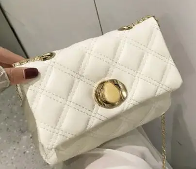 White Сумки через плечо для женщин Lingge сумки цепочка Наплечная Сумка модная женская кожаная сумка Tote Женская сумка-мессенджер - Color: White