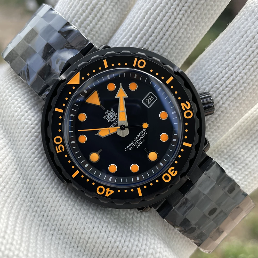 Мужские Супер Светящиеся механические Спортивные часы STEELDIVE SD1975XT 47 5 мм PVD черный