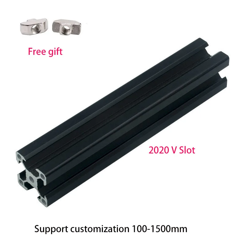 2pcs Black 2020 V- Slot Aluminum Profile European Standard Extrusion Frame 100mm-1200mm Anodized Linear For CNC 3D Printer Parts |