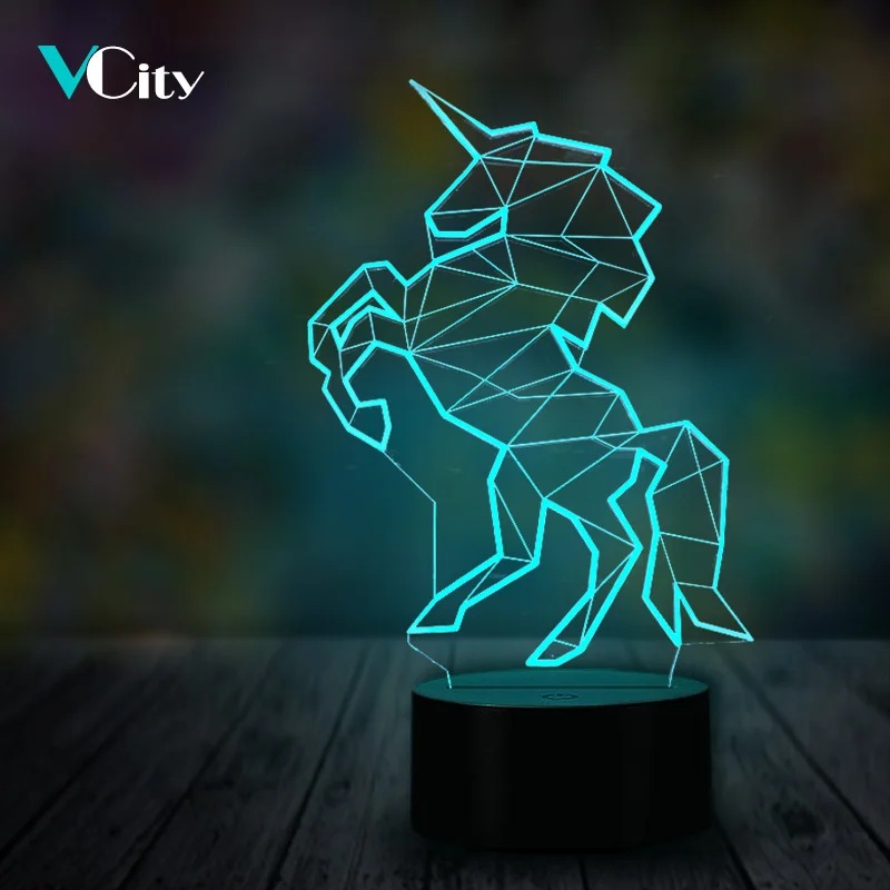Светодиодный ночник VCity 3D в виде единорога лампа с сенсорным управлением и