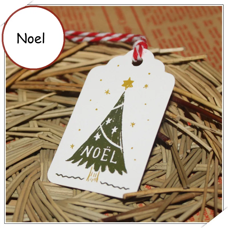Noel Домашний декор Navidad бумажные бирки вечерние сувениры 50 шт. с 10 м струной Рождественская окрашенная Закладка кулон Висячие украшения 4*7 см - Цвет: Noel