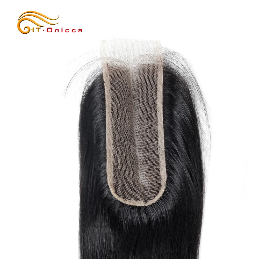 Htonicca 2x6 синтетическое закрытие прямые волосы бразильские волосы 2*6 синтетическое Закрытие человеческих волос Remy натуральные накладные волосы средняя часть