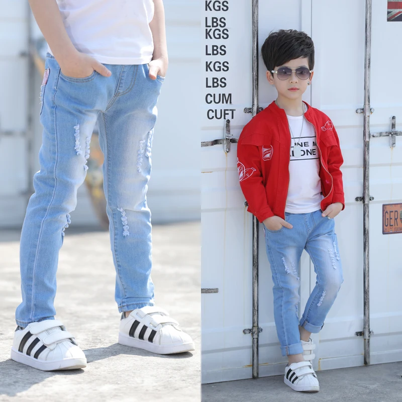 

2019 New Boys' Jeans Children's wear Spring and Autumn Children's Single Pants for the age of 3 4 5 6 7 8 9 10 11 12 13
